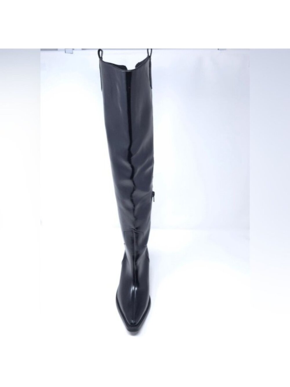 Wild Pair Luelap Boots Black Faux Leather Western Knee High - Picture 2 of 11
